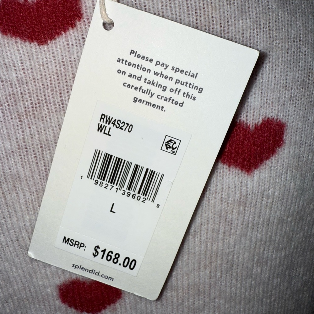 SPLENDID Lolly Hearts Jacquard Sweater Size Large - Picture 6 of 6